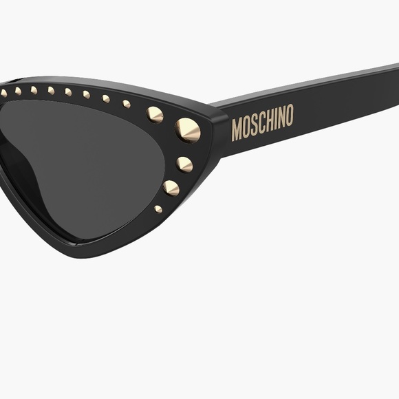 Moschino Accessories - Moschino Black Cat-Eye Sunglasses with Gold Stud Accents - 53 mm